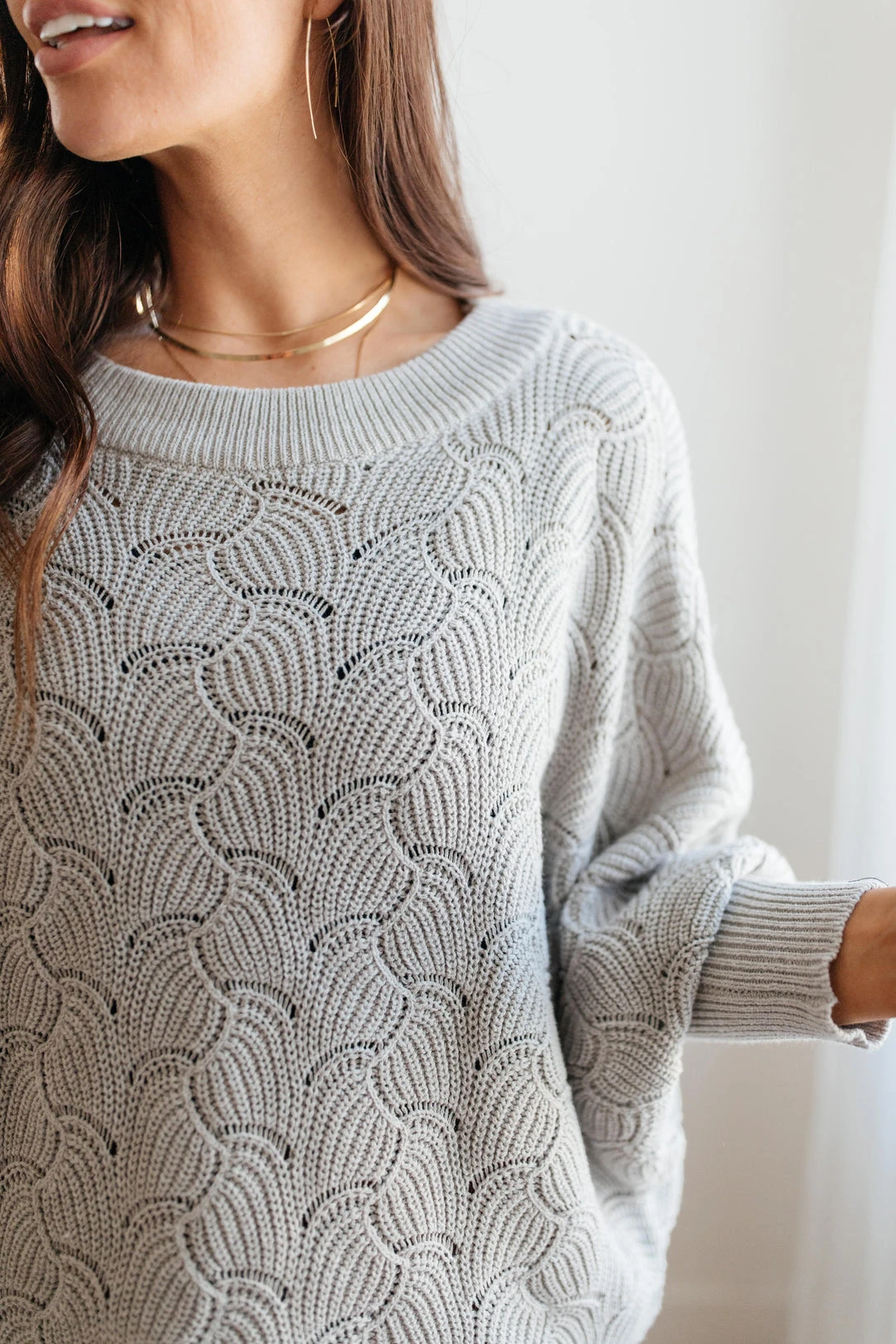 Ave Shops Ash Detailed Designed Top - Soft Cardigan Sweater for Women 9 Ave Shops Clothing Designed For Details Top In Ash