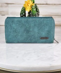 Montana West Distressed Turquoise Stitched Wallet