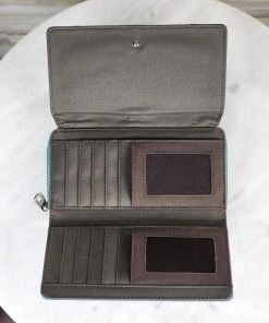 Montana West Distressed Turquoise Stitched Wallet