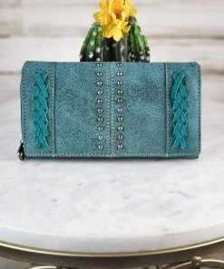 Montana West Distressed Turquoise Stitched Wallet