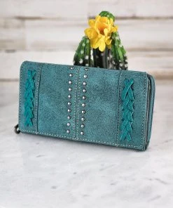 Montana West Distressed Turquoise Stitched Wallet