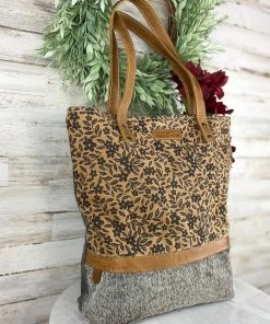 Sixtease Divine Floral & Cowhide Tote Handbag