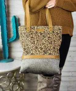 Sixtease Divine Floral & Cowhide Tote Handbag
