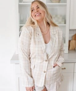 Ave Shops Cardigans, Sweaters, Outerwear Dressed In Plaid Blazer