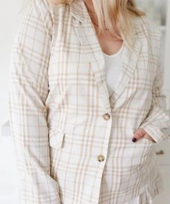 Ave Shops Cardigans, Sweaters, Outerwear Dressed In Plaid Blazer