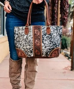 American Darling Handbags & Wallets Durango Black & White Cowhide Tote Handbag