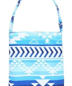 Wfs New Arrivals 2-in-1 Blue Aztec Foldable Tote/Beach Towel