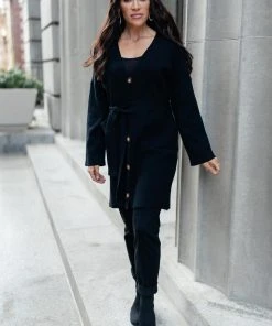 Ave Shops Clothing Editor Soft Trench Cardi In Black