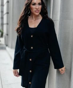 Ave Shops Clothing Editor Soft Trench Cardi In Black