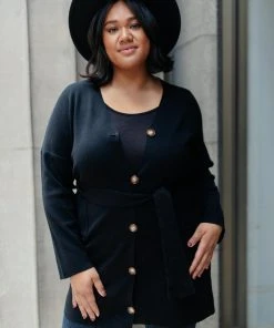 Ave Shops Clothing Editor Soft Trench Cardi In Black