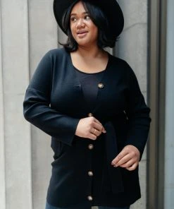 Ave Shops Clothing Editor Soft Trench Cardi In Black