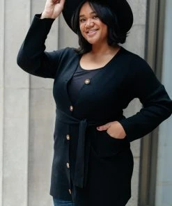 Ave Shops Clothing Editor Soft Trench Cardi In Black