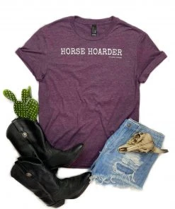 The Cinchy Cowgirl Eggplant Horse Hoarder Graphic Short Sleeve Tee
