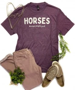 The Cinchy Cowgirl Eggplant Horses Because People Suck Short Sleeve Graphic Tee