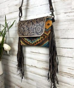 Myra Embellished Multi Color Aztec Crossbody