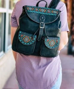 Montana West New Arrivals Embroidered Aztec Black Backpack