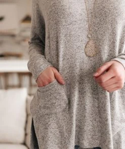 Ave Shops Clothing Emi Pocket Sweater In Gray