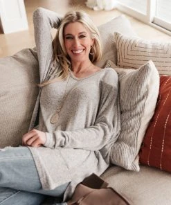 Ave Shops Women's Gray Emi Pocket Sweater - Long Sleeve Top 19 Ave Shops Clothing Emi Pocket Sweater In Gray