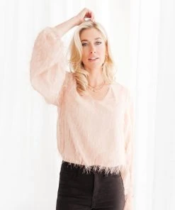 Ave Shops Express Yourself Long Sleeve Top in Peach | Soft & Stylish Tops & Blouses 30 Ave Shops Express Yourself Top In Peach