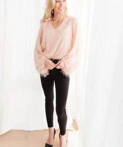 Ave Shops Express Yourself Long Sleeve Top in Peach | Soft & Stylish Tops & Blouses 33 Ave Shops Express Yourself Top In Peach