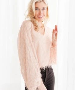 Ave Shops Express Yourself Long Sleeve Top in Peach | Soft & Stylish Tops & Blouses 34 Ave Shops Express Yourself Top In Peach