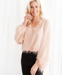 Ave Shops Express Yourself Long Sleeve Top in Peach | Soft & Stylish Tops & Blouses 36 Ave Shops Express Yourself Top In Peach