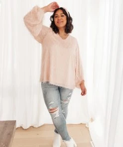 Ave Shops Express Yourself Long Sleeve Top in Peach | Soft & Stylish Tops & Blouses 37 Ave Shops Express Yourself Top In Peach