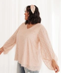 Ave Shops Express Yourself Long Sleeve Top in Peach | Soft & Stylish Tops & Blouses 41 Ave Shops Express Yourself Top In Peach