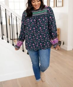 Ave Shops Women's Exquisite Beauty Floral Long Sleeve Blouse - Elegant Tops & Blouses 23 Ave Shops Long Sleeve Tops Exquisite Beauty Floral Blouse