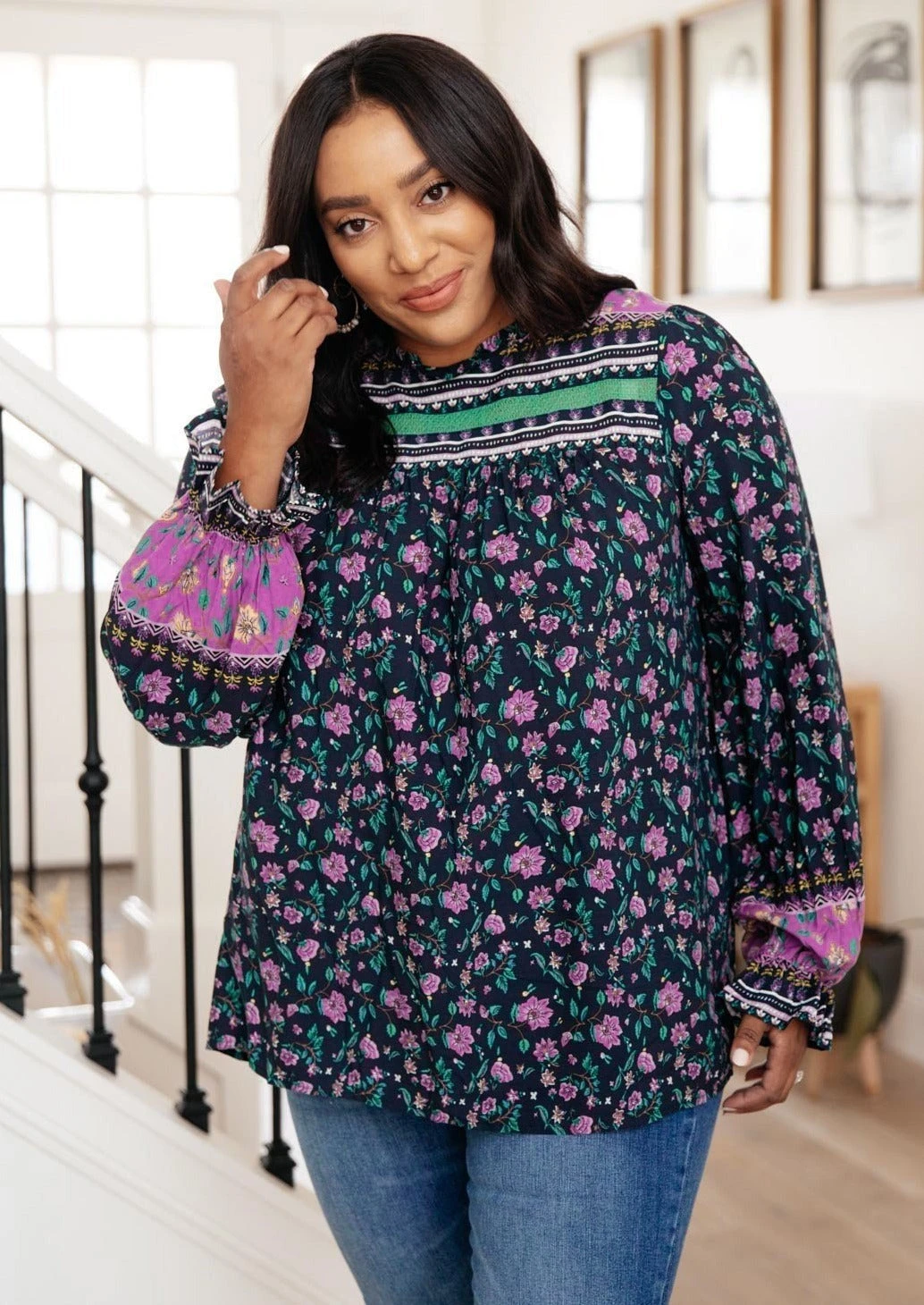 Ave Shops Women's Exquisite Beauty Floral Long Sleeve Blouse - Elegant Tops & Blouses 3 Ave Shops Long Sleeve Tops Exquisite Beauty Floral Blouse