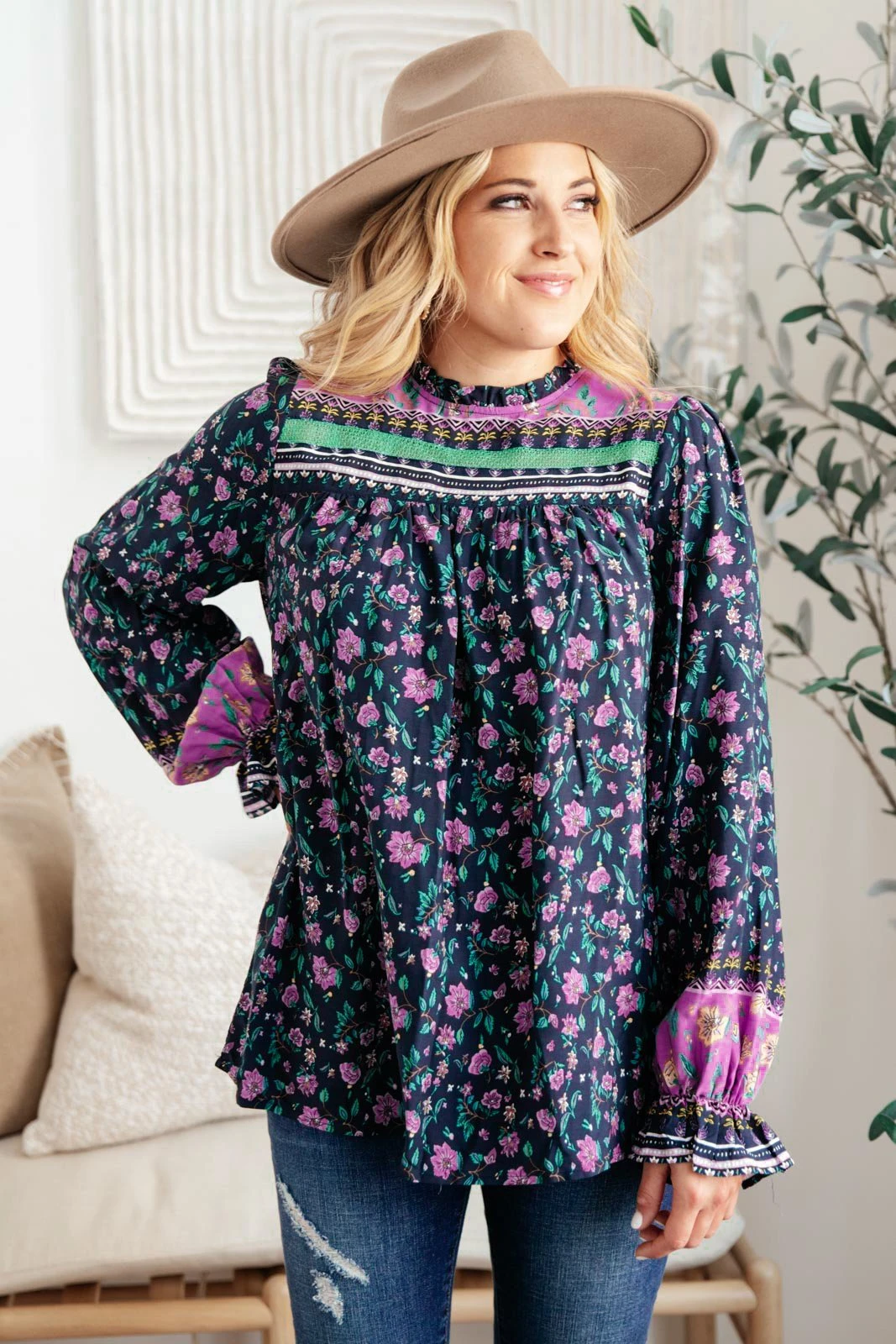 Ave Shops Women's Exquisite Beauty Floral Long Sleeve Blouse - Elegant Tops & Blouses 8 Ave Shops Long Sleeve Tops Exquisite Beauty Floral Blouse