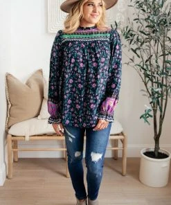Ave Shops Women's Exquisite Beauty Floral Long Sleeve Blouse - Elegant Tops & Blouses 30 Ave Shops Long Sleeve Tops Exquisite Beauty Floral Blouse
