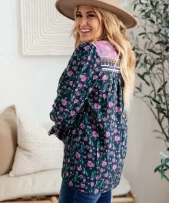 Ave Shops Women's Exquisite Beauty Floral Long Sleeve Blouse - Elegant Tops & Blouses 31 Ave Shops Long Sleeve Tops Exquisite Beauty Floral Blouse