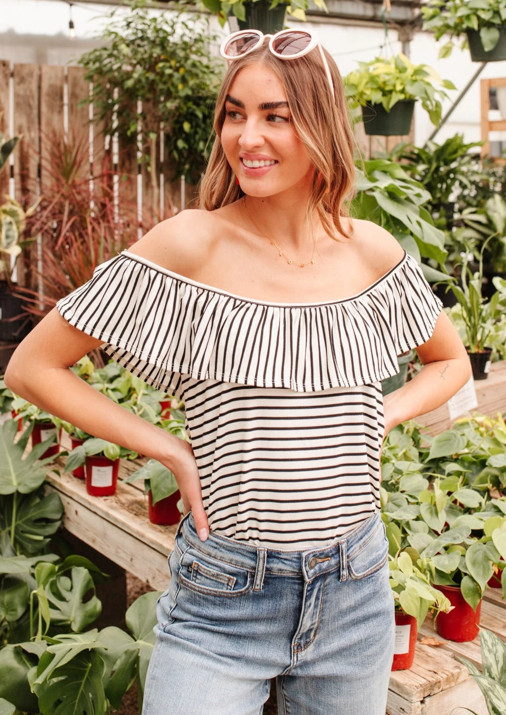 Ave Shops Extra Time Striped Top - Stylish Short Sleeve Women's Blouse 3 Ave Shops Extra Time Striped Top