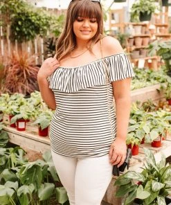 Ave Shops Extra Time Striped Top - Stylish Short Sleeve Women's Blouse 25 Ave Shops Extra Time Striped Top