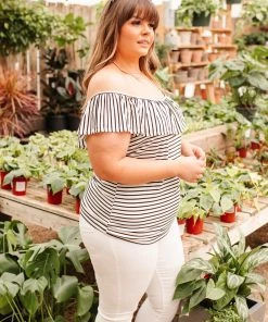 Ave Shops Extra Time Striped Top - Stylish Short Sleeve Women's Blouse 33 Ave Shops Extra Time Striped Top