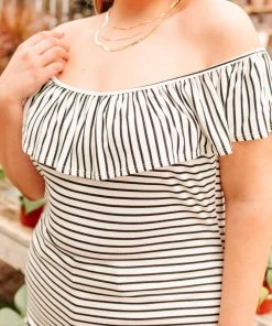 Ave Shops Extra Time Striped Top - Stylish Short Sleeve Women's Blouse 36 Ave Shops Extra Time Striped Top