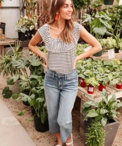 Ave Shops Extra Time Striped Top - Stylish Short Sleeve Women's Blouse 32 Ave Shops Extra Time Striped Top