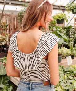 Ave Shops Extra Time Striped Top - Stylish Short Sleeve Women's Blouse 31 Ave Shops Extra Time Striped Top