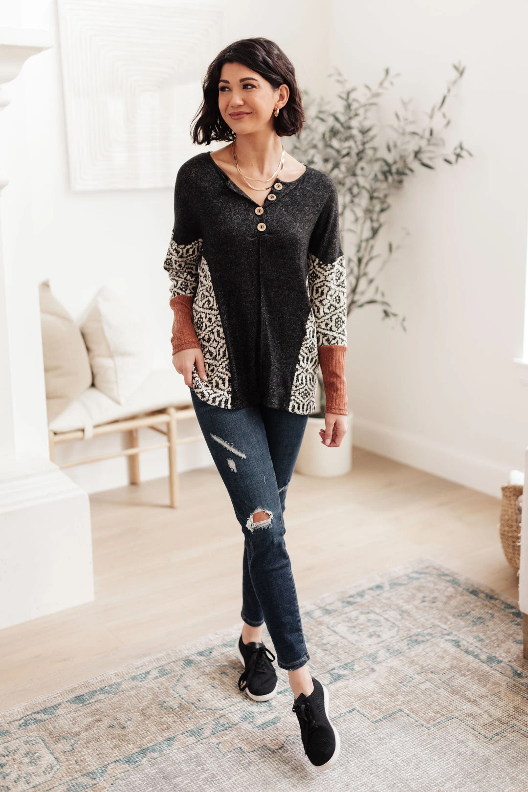 Ave Shops Feelin' Great Black Long Sleeve Top - Soft & Stylish Women's Tops 7 Ave Shops Feelin' Great Top In Black