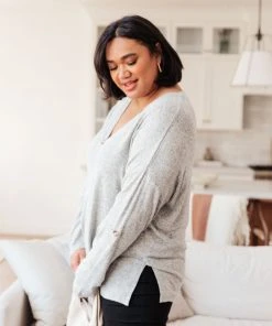 Ave Shops Clothing Feeling Cozy Top In Heather Gray
