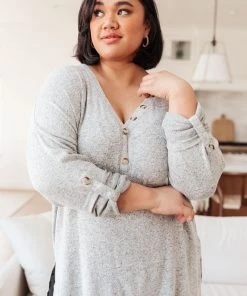 Ave Shops Clothing Feeling Cozy Top In Heather Gray