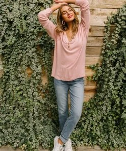 Ave Shops Clothing Feeling Cozy Top In Pink