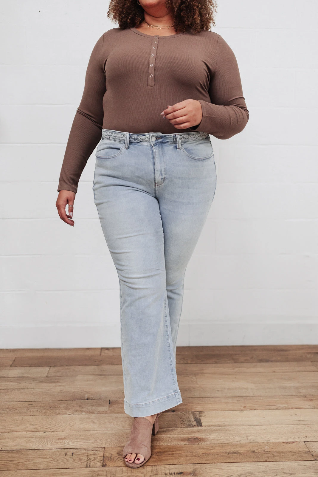 Ave Shops Fiona Hi-Rise Braided Waistband Jeans - Stylish Women's Bottoms & Jeans 14 Ave Shops Bottoms & Jeans Fiona Hi-Rise Braided Waistband Jeans