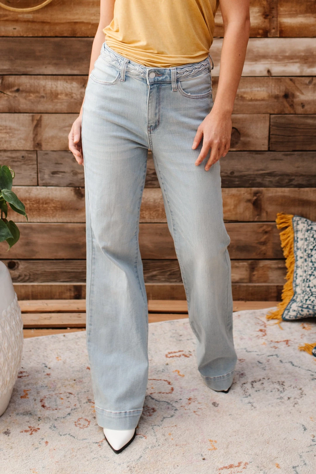 Ave Shops Fiona Hi-Rise Braided Waistband Jeans - Stylish Women's Bottoms & Jeans 28 Ave Shops Bottoms & Jeans Fiona Hi-Rise Braided Waistband Jeans