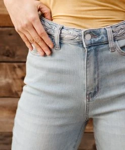 Ave Shops Fiona Hi-Rise Braided Waistband Jeans - Stylish Women's Bottoms & Jeans 62 Ave Shops Bottoms & Jeans Fiona Hi-Rise Braided Waistband Jeans