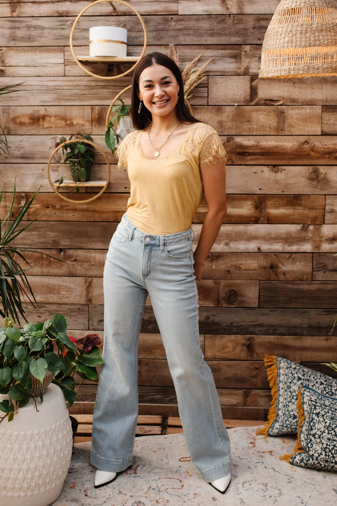 Ave Shops Fiona Hi-Rise Braided Waistband Jeans - Stylish Women's Bottoms & Jeans 31 Ave Shops Bottoms & Jeans Fiona Hi-Rise Braided Waistband Jeans