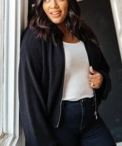 Ave Shops Fireside Zip Up Jacket In Black