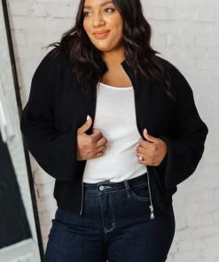 Ave Shops Fireside Zip Up Jacket In Black