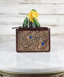 Myra New Arrivals Floral Blue Tooled Card Holder